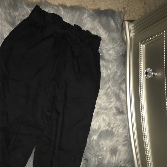 Black PaperBag Dress Pants - Picture 2 of 4